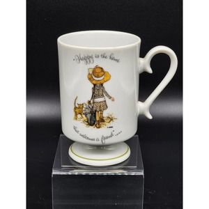 Vintage Holly Hobbie Footed Mug, Happy is the Home that Welcomes a Friend, 1973